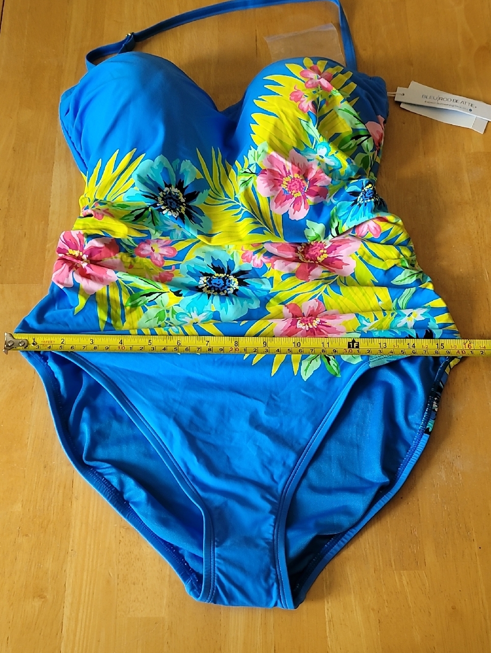 Bleu Rod Beattie Let's Get Away Printed Shirred One-Piece Swimsuit - Picture 5 of 12